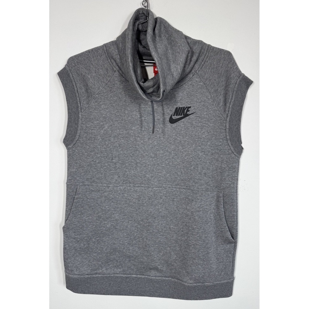 Nike Rally Funnel Neck Gray Sleeveless Pullover Sweatshirt Men's M Gym Workout